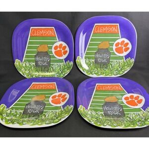 Magnolia Lane Lot Of 4 Melamine 10.5" Clemson Howard's Rock  Dinner Plates